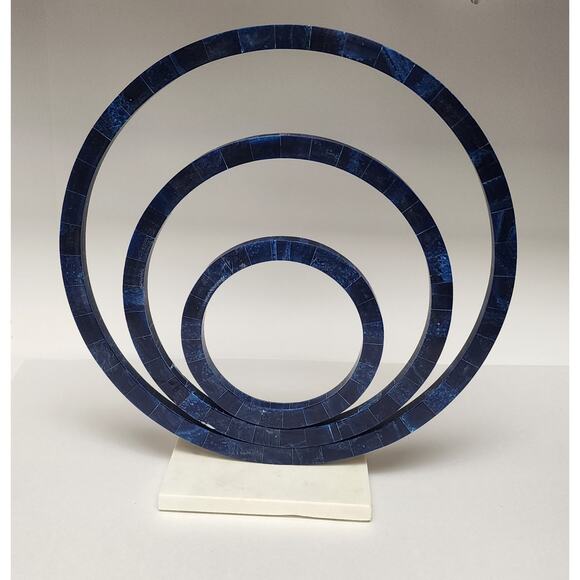 Ring Statuary Inlaid Bone Sculpture/Decorative 12" Platter - Picture 3 of 8